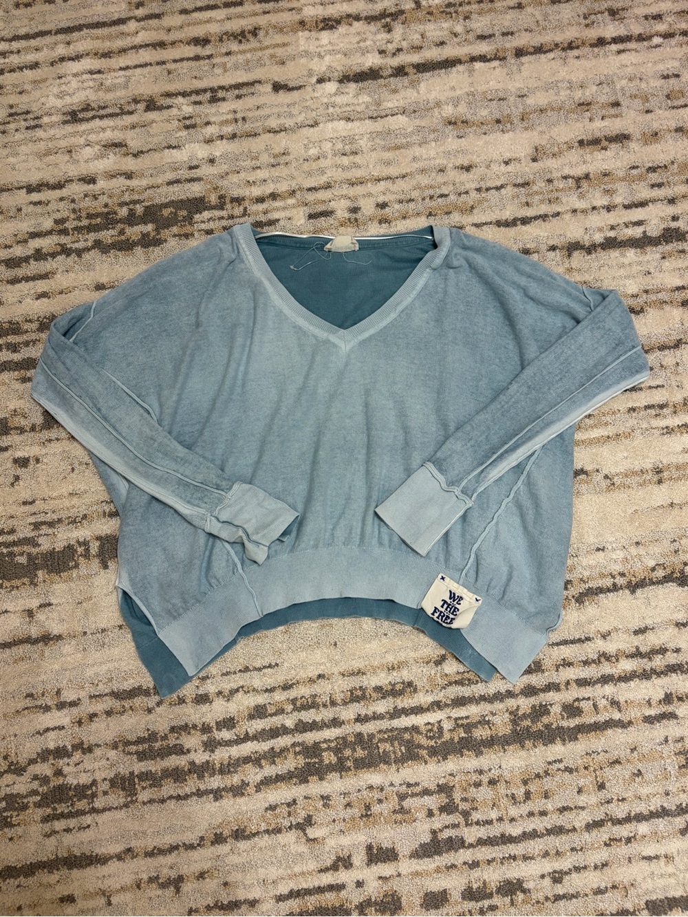 We The Free Light Blue V-Neck Pullover Sweater